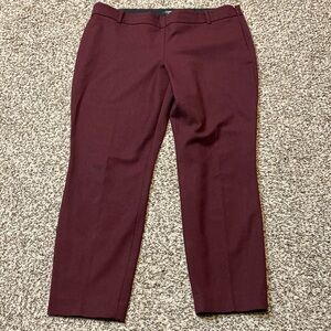 J. Crew Stretch City Fit Crop Pants - Maroon
